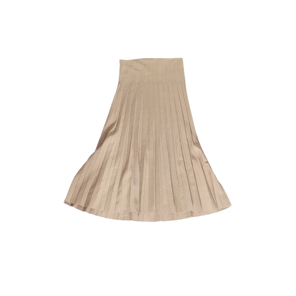 Elegant Tan Pleated Accordian Skirt Size Small